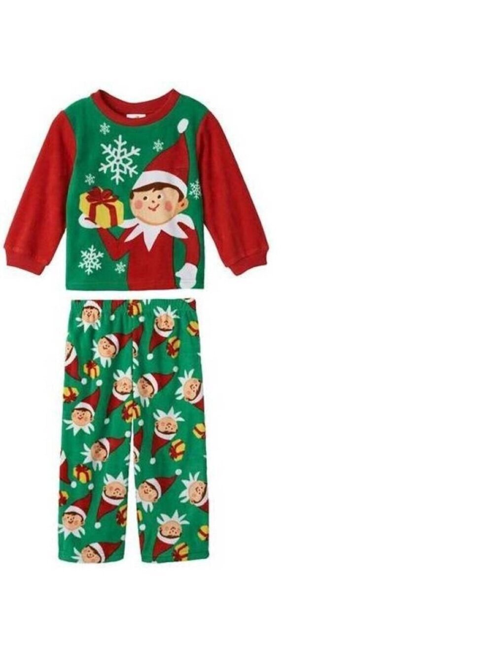 Elf On The Shelf Christmas Pajamas Boys 3T Green Red Long Sleeve Shirt Toddler